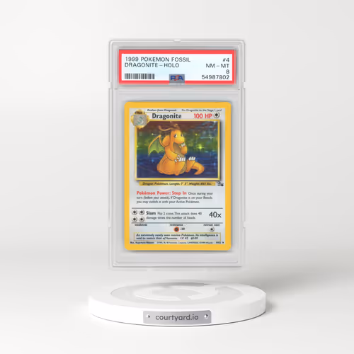 1999 Pokémon Fossil #4 Dragonite - Holo (PSA 8 NM-MT)