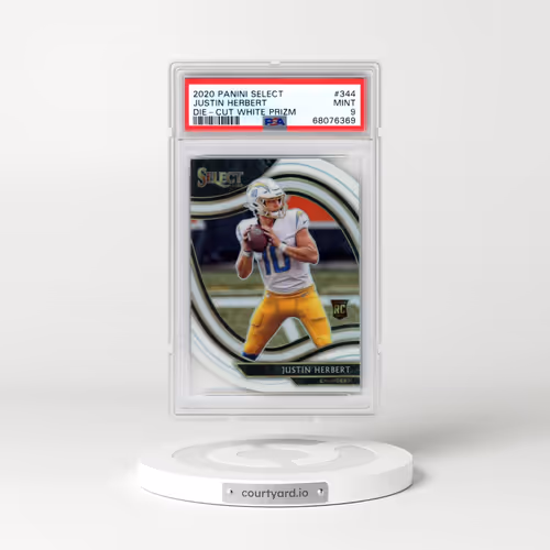 2020 Panini Select #344 Justin Herbert - Die-Cut White Prizm (PSA 9 MINT)