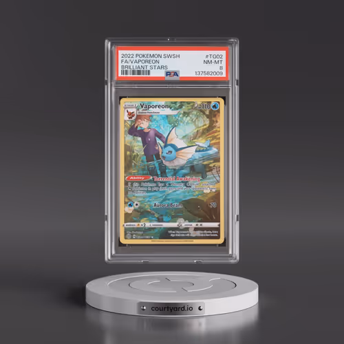 2022 Pokémon Sword & Shield Brilliant Stars #TG02 Vaporeon - Full Art (PSA 8 NM-MT)