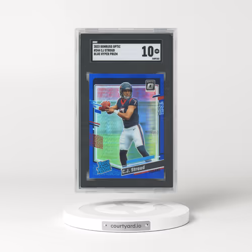 2023 Donruss Optic #244 Cj Stroud - Blue Hyper Prizm (SGC 10 GEM MINT)