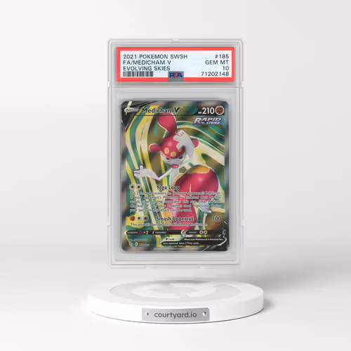 2021 Pokémon Sword & Shield Evolving Skies #185 Medicham V - Holo Full Art (PSA 10 GEM MINT)