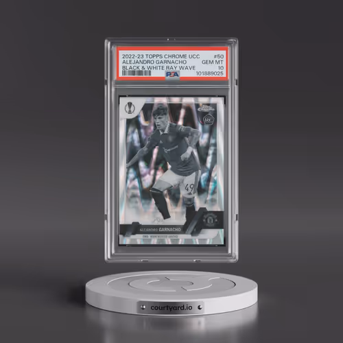 2022-23 Topps Chrome UEFA Club Competitions #50 Alejandro Garnacho - Black & White Ray Wave (PSA 10