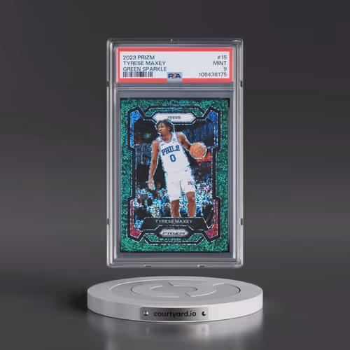 2023 Panini Prizm #15 Tyrese Maxey - Green Sparkle (PSA 9 MINT)