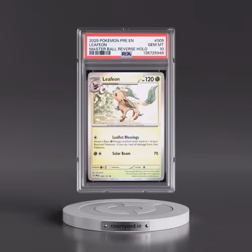 2025 Pokémon Pre EN-Prismatic Evolutions #005 Leafeon - Reverse Holo Master Ball (PSA 10 GEM MINT)