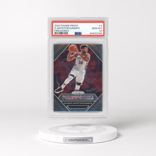 2020 Panini Prizm #3 Giannis Antetokounmpo - Fireworks (PSA 10 GEM MINT)
