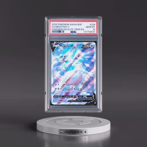 2022 Pokémon Swsh Black Star Promo #229 Mewtwo V - Holo Full Art Pokemon Go Elite Trainer Box (PSA 1