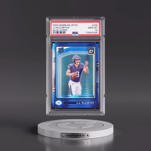 2024 Panini Donruss Optic #235 JJ McCarthy - Blue Hyper (PSA 10 GEM MINT)