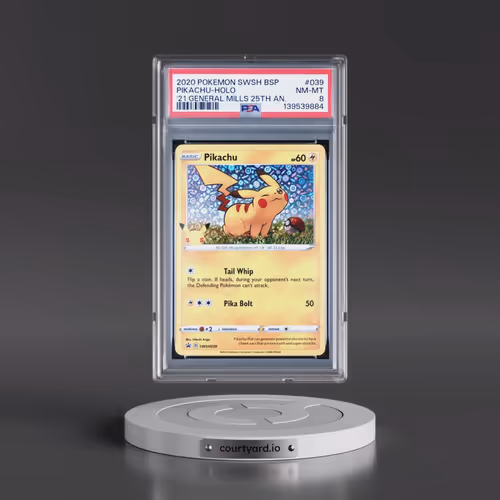 2020 Pokémon Swsh Black Star Promo #039 Pikachu - Holo 2021 General Mills 25th Anniversary (PSA 8 NM