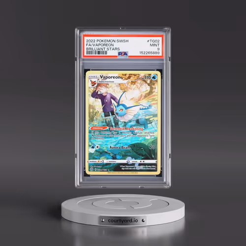 2022 Pokémon Sword & Shield Brilliant Stars #TG02 Vaporeon - Full Art (PSA 9 MINT)