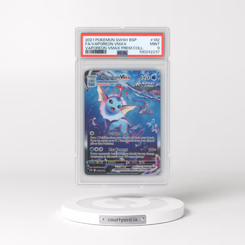 2021 Pokémon Swsh Black Star Promo #182 Vaporeon Vmax - Full Art Vaporeon Vmax Premium Collection (PSA 9 MINT)