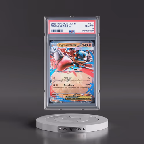 2025 Pokémon Meg EN-Mega Evolution #077 Mega Lucario EX - Holo (PSA 10 GEM MINT)