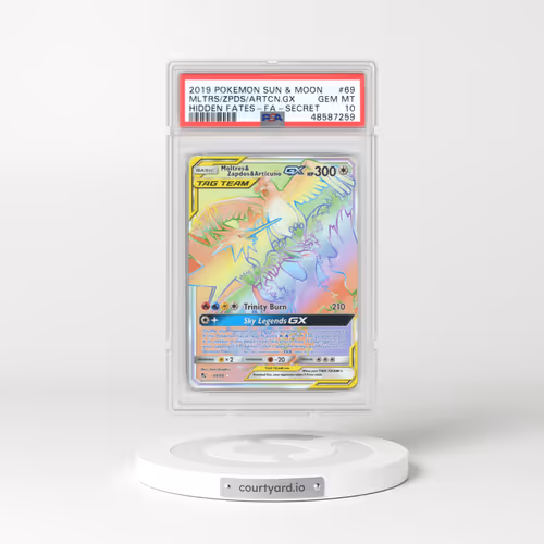 2019 Hidden Fates #69 Moltres & Zapdos & Articuno GX - Holo Secret (PSA 10 GEM MINT)