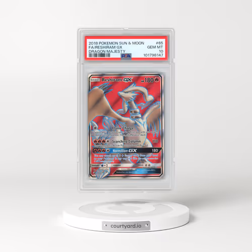 2018 Pokémon Sun & Moon Dragon Majesty #65 Reshiram GX - Holo Full Art (PSA 10 GEM MINT)