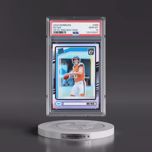 2024 Panini Donruss #369 Bo Nix - Optic Preview-Pink (PSA 10 GEM MINT)
