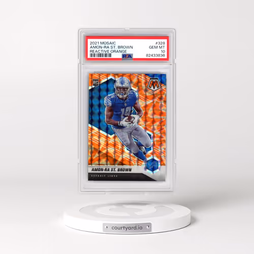 2021 Panini Mosaic #328 Amon-RA St. Brown - Reactive Orange (PSA 10 GEM MINT)