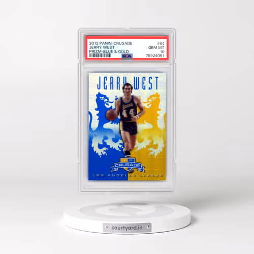 2012 Panini Crusade Prizm #84 Jerry West - Blue & Gold (PSA 10 GEM MINT)