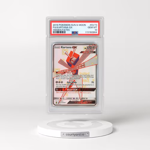 2019 Pokémon Sun & Moon Hidden Fates #SV73 Kartana GX - Holo Full Art (PSA 10 GEM MINT)