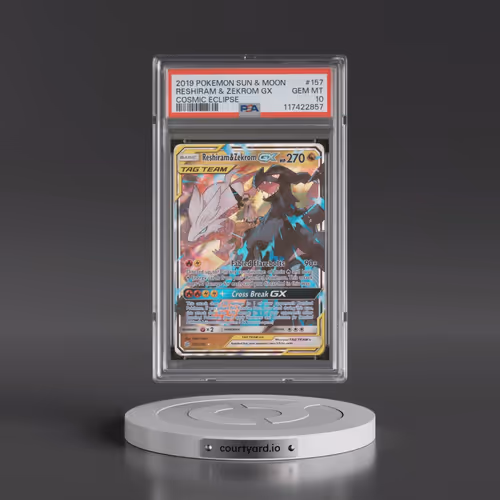 2019 Pokémon Sun & Moon Cosmic Eclipse #157 Reshiram & Zekrom GX - Holo (PSA 10 GEM MINT)