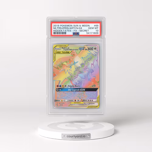 2019 Pokémon Sun & Moon Hidden Fates #69 Moltres & Zapdos & Articuno GX - Holo Full Art Secret (PSA