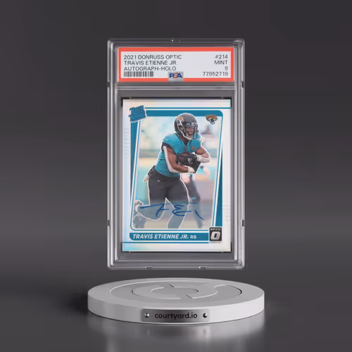 2021 Panini Donruss Optic #214 Travis Etienne Jr. - Autograph-Holo (PSA 9 MINT)