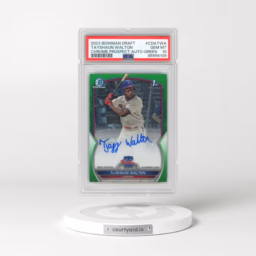 2023 Bowman Draft Chrome Prospect Autograph #CDATWA Tayshaun Walton - Green Refractor (PSA 10 GEM MINT)