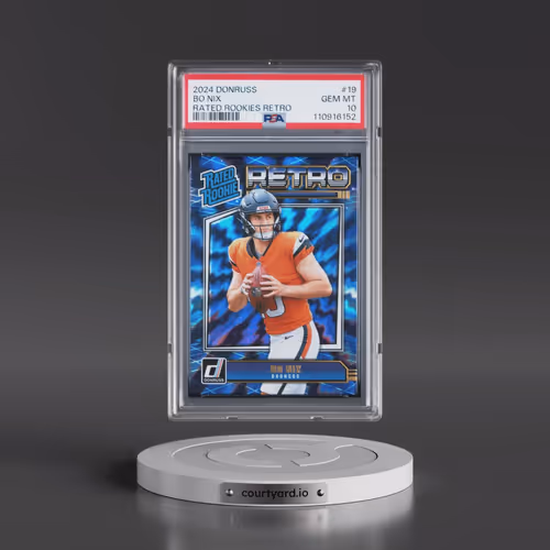 2024 Panini Donruss Rated Rookies Retro #19 Bo Nix (PSA 10 GEM MINT)