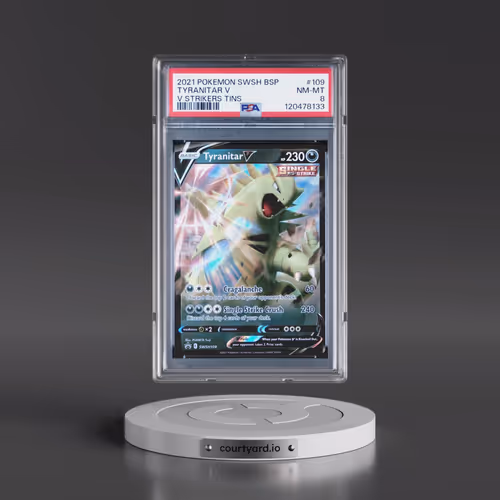 2021 Pokémon Swsh Black Star Promo #109 Tyranitar V - Holo V Strikers Tins (PSA 8 NM-MT)