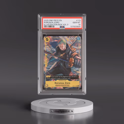 2025 One Piece Promos #113 Roronoa Zoro - Illustration Box Vol.3 (PSA 10 GEM MINT)