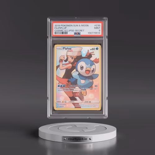 2019 Pokémon Sun & Moon Cosmic Eclipse #239 Piplup - Full Art Secret (PSA 9 MINT)
