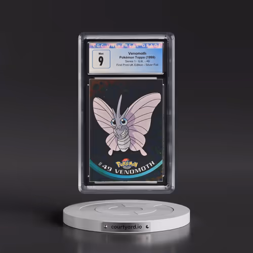 1999 Series 1 (Circular Nintendo Seal) #49 Venomoth - 1st Print UK Ed (Blue Topps Logo) Silver Foil