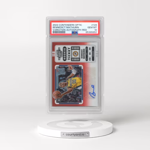 2022 Panini Contenders Optic #128 Bennedict Mathurin - Variation-Autograph-Red (PSA 10 GEM MINT)