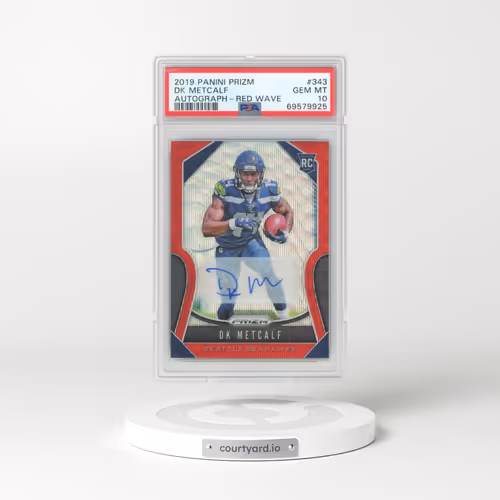 2019 Panini Prizm #343 DK Metcalf - Autograph-Red Wave (PSA 10 GEM MINT)