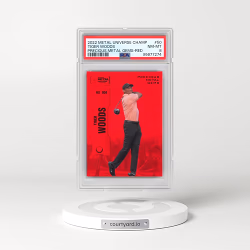 2022 Skybox Metal Universe Champions #50 Tiger Woods - Precious Metal Gems-Red (PSA 8 NM-MT)