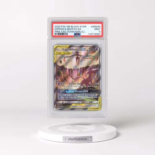 2020 Pokémon SM Black Star Promo #SM240 Espeon & Deoxys GX - Holo Tag Team Powers Collection (PSA 9