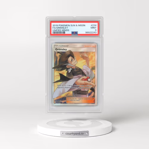 2019 Pokémon Sun & Moon Unified Minds #234 Grimsley - Full Art (PSA 9 MINT)