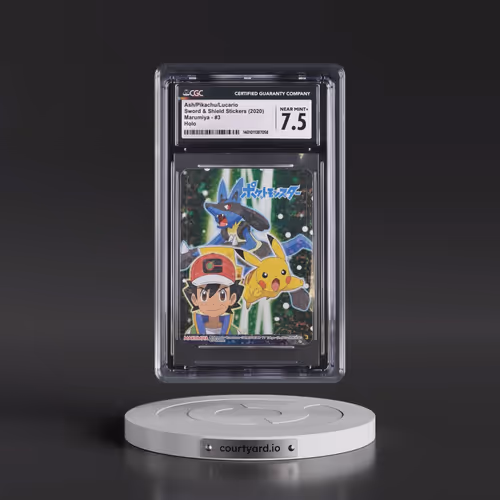 2020 Sword & Shield Stickers (Marumiya 2020) - Japanese #3 Ash/Pikachu/Lucario - Holo (CGC 7.5 NM+)
