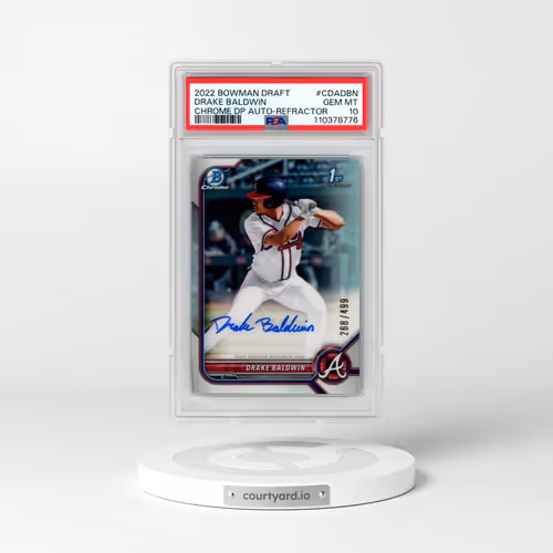 2022 Bowman Draft Chrome Draft Pick Autographs #CDADBN Drake Baldwin - Refractor (PSA 10 GEM MINT)
