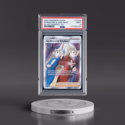 2022 Pokémon Sword & Shield Silver Tempest #TG28 Sordward & Shielbert - Full Art (PSA 9 MINT)