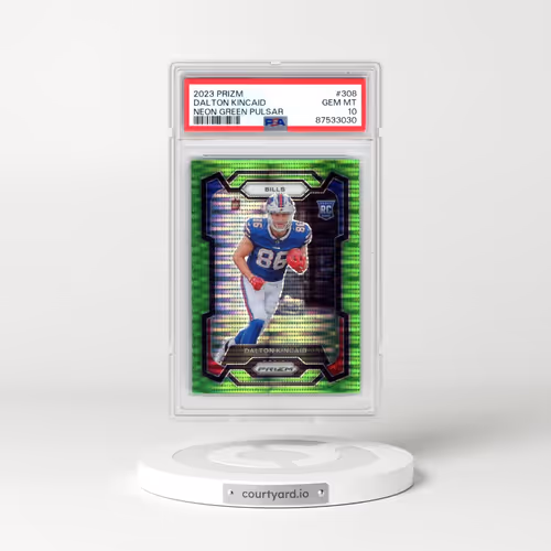 2023 Panini Prizm #308 Dalton Kincaid - Neon Green Pulsar (PSA 10 GEM MINT)