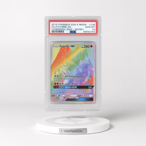 2018 Pokémon Sun & Moon Forbidden Light #136 Zygarde GX - Holo Full Art Secret (PSA 10 GEM MINT)