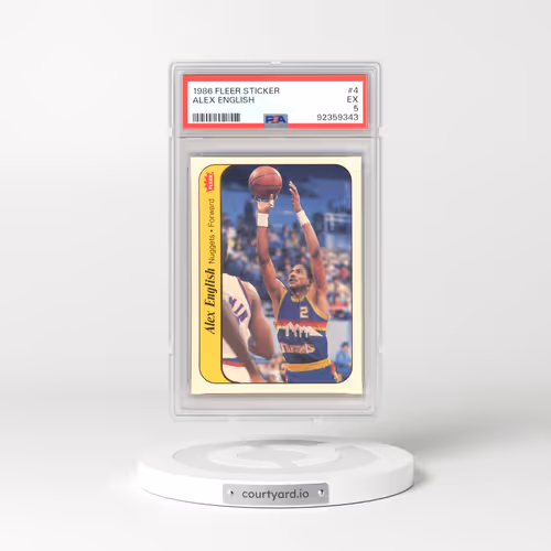 1986 Fleer Sticker #4 Alex English (PSA 5 EX)