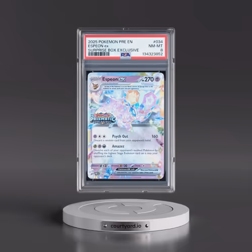2025 Pokémon Pre EN-Prismatic Evolutions #034 Espeon EX - Holo Surprise Box Exclusive (PSA 8 NM-MT)