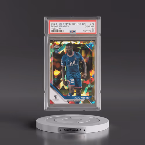 2021-2022 Topps Chrome Sapphire Edition UEFA Champions League #22 Nuno Mendes - Yellow (PSA 10 GEM M