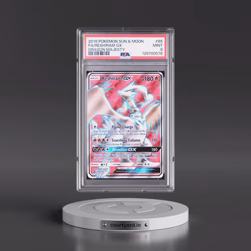 2018 Pokémon Sun & Moon Dragon Majesty #65 Reshiram GX - Holo Full Art (PSA 9 MINT)