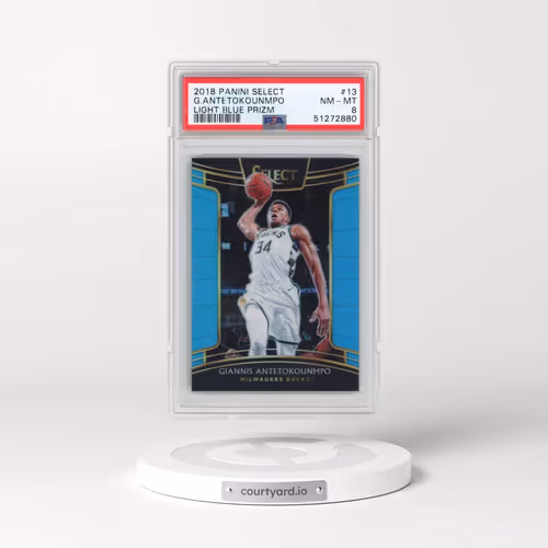 2018 Panini Select #13 Giannis Antetokounmpo - Light Blue Prizm (PSA 8 NM-MT)