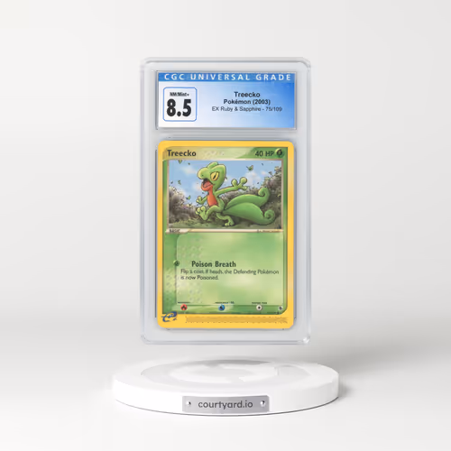 2003 EX Ruby & Sapphire (2003 Copyright, w/ "e" Symbol) #75/109 Treecko (CGC 8.5 NM-MT+)