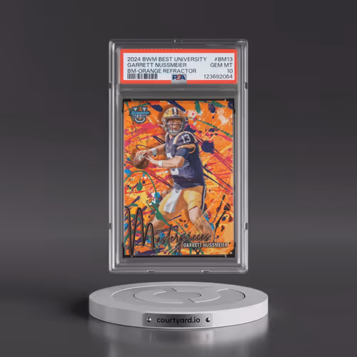 2024 Bowman Best University Bowman Masterpieces #BM13 Garrett Nussmeier - Orange Refractor (PSA 10 G
