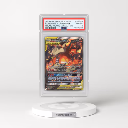 2019 Pokémon SM Black Star Promo #SM201 Reshiram & Charizard GX - Holo Full Art Reshiram & Charizard-GX Figure Collection (PSA 8 NM-MT)