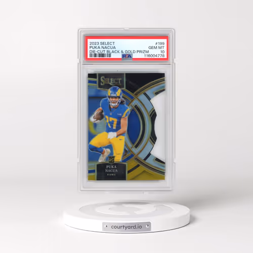 2023 Panini Select #199 Puka Nacua - Die-Cut Black & Gold Prizm (PSA 10 GEM MINT)