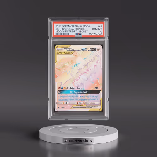 2019 Pokémon Sun & Moon Hidden Fates #69 Moltres & Zapdos & Articuno GX - Holo Full Art Secret (PSA